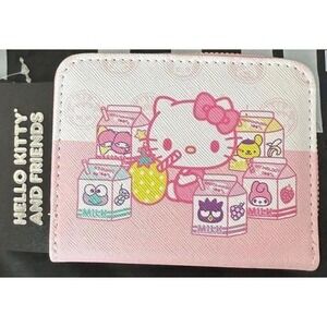 Hello Kitty and Friends Pink Milk Mini Zip Around Wallet NWT